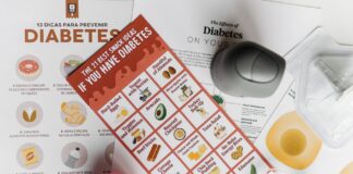 Ulotki z przekąskami dla diabetyków i wskazówkami profilaktyki cukrzycy